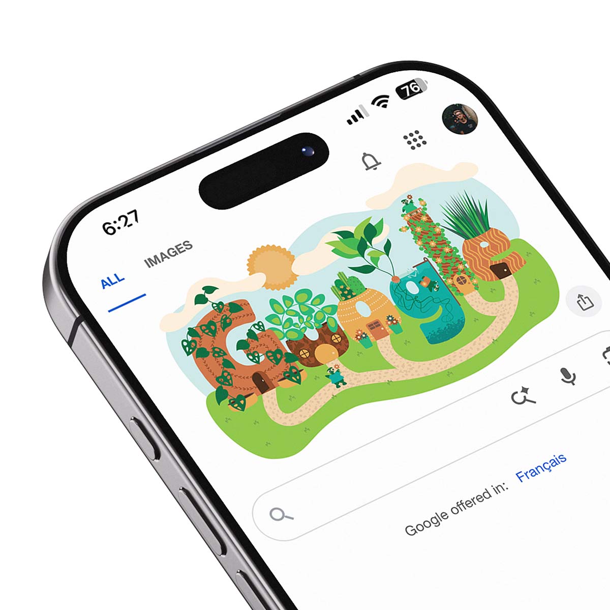 Google Doodle on Google Homepage on iPhone