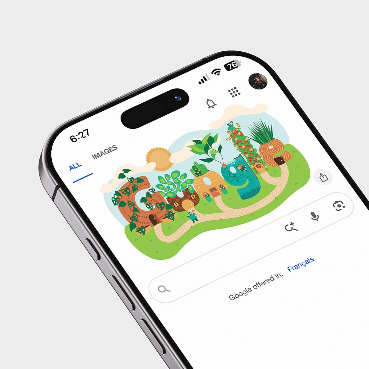 Google Doodle on Google home page on iPhone