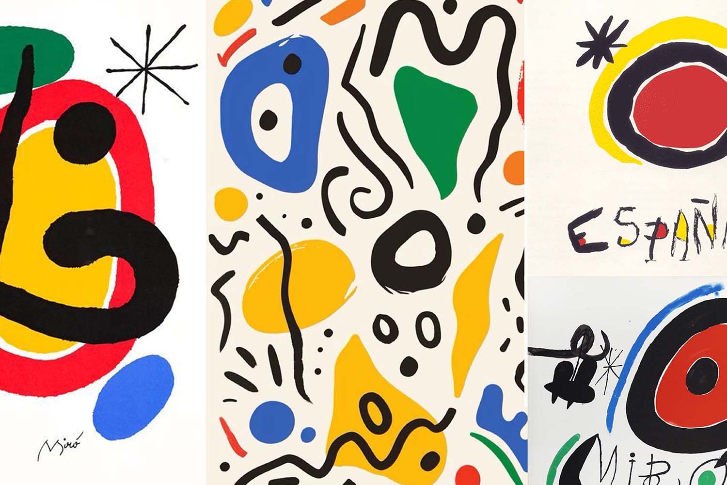 Moodboard of concepts that feature bright colours and organic hand-drawn shapes.